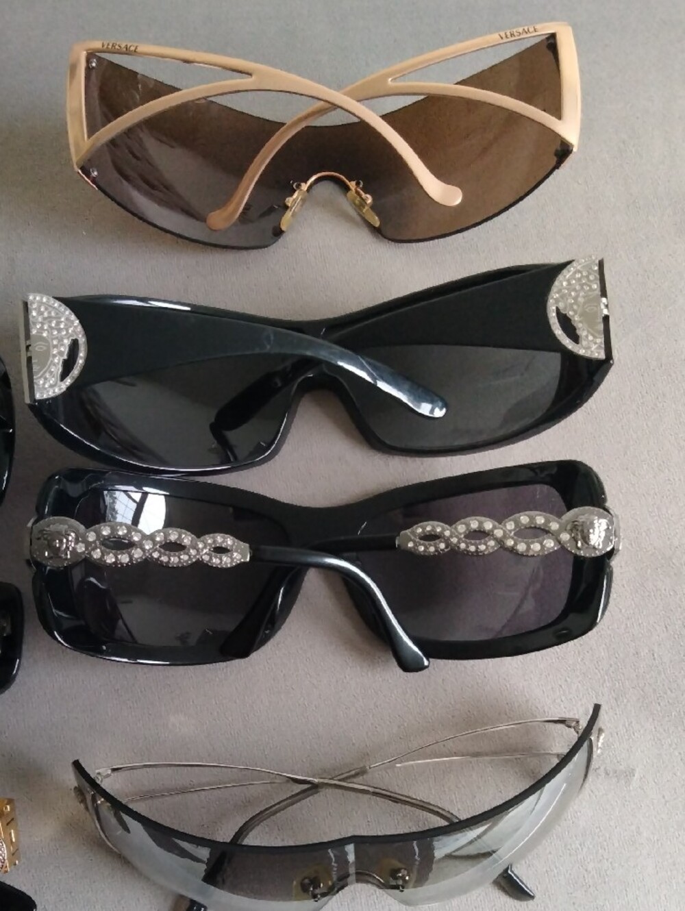 Gucci And Versace Vintage Women's Black and Gold Sunglasses - Picture 3 of 3